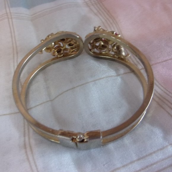 Multi Color Rhinestone Gold Tone Clamp Bracelet - Picture 5 of 12